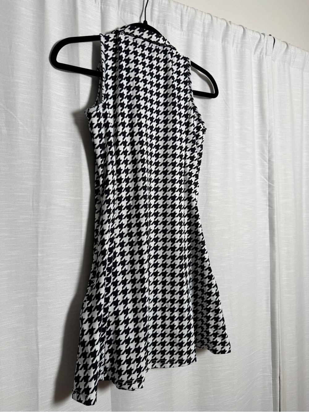 Black & White Houndstooth Sleeveless Quarter Zip Golf Tennis Dress | Size XS - Picture 10 of 15